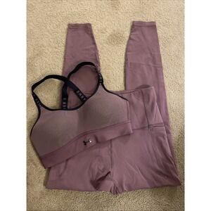 UNDER‎ ARMOUR MAUVE COLOR MOTION WORKOUT SET UA MOTION ANKLE LEGGINGS/SPORTS BRA